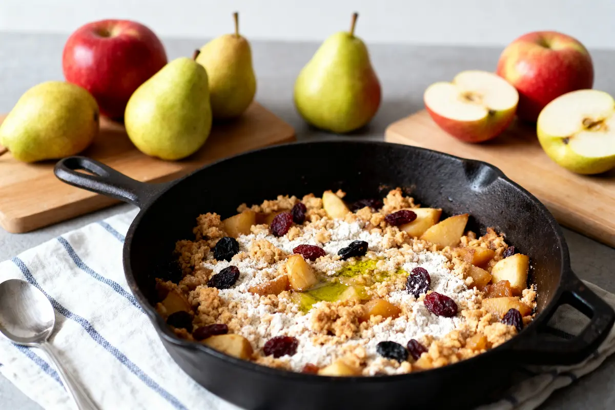 Crumble sans beurre : Recette saine aux pommes et poires